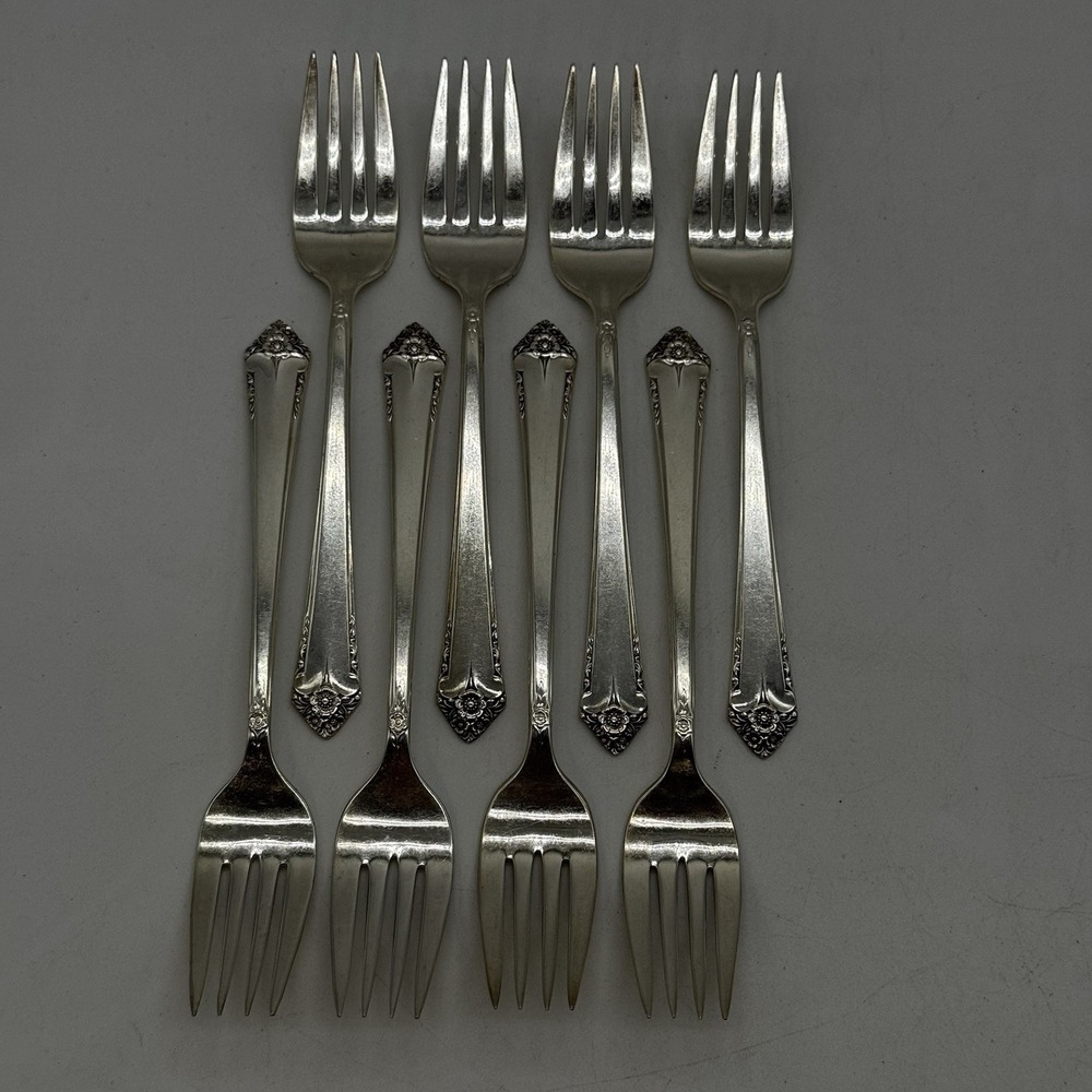 8 Starlight 1950 Silverplate Salad Forks Rogers Bros Flatware Replacements